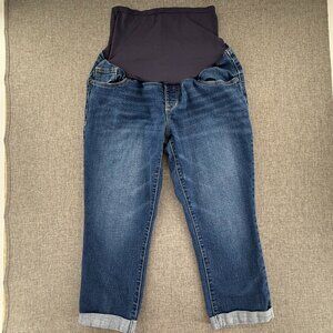 Old Navy Maternity Jeans Blue 12 Regular Cotton Blend Stretch Cuffed Hem Pockets